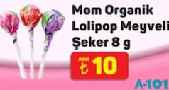 MOM ORGANİK LOLİPOP MEYVELİ ŞEKER 8 G
